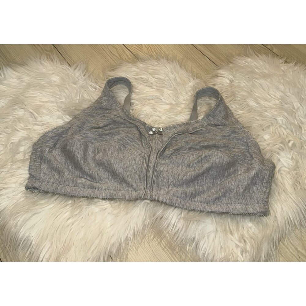 Comfort Choice Cotton Wireless Bra Unlined Womens 46B Gray 27-1547-2